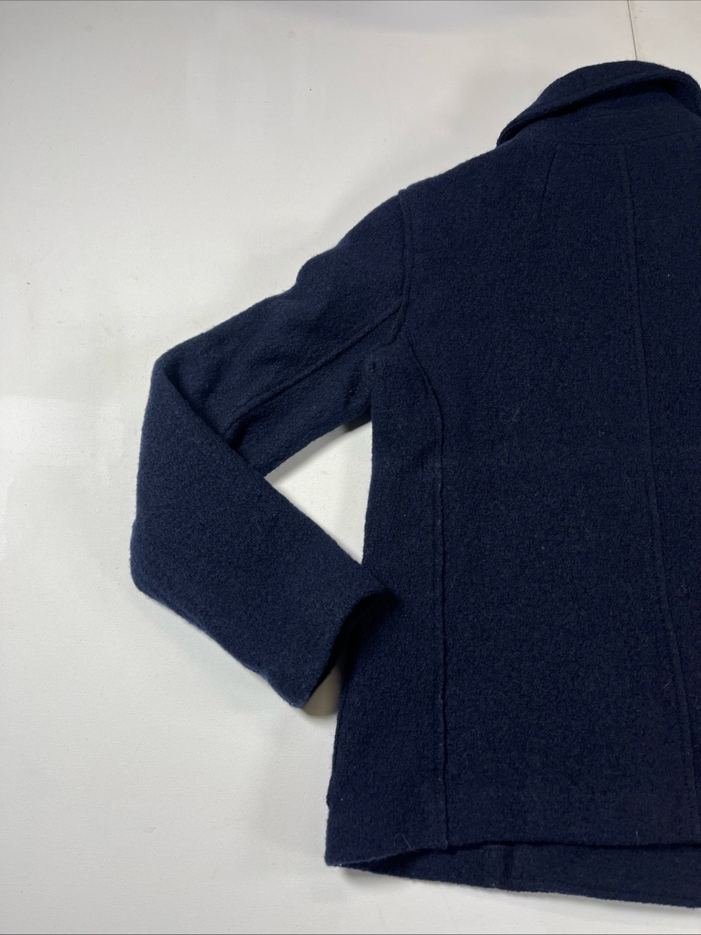 J Crew Italian Boiled Wool Jacket Pea Coat Navy Blue Pockets Button Up Women’s 4 - Picture 13 of 13
